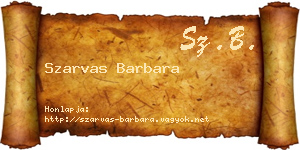Szarvas Barbara névjegykártya